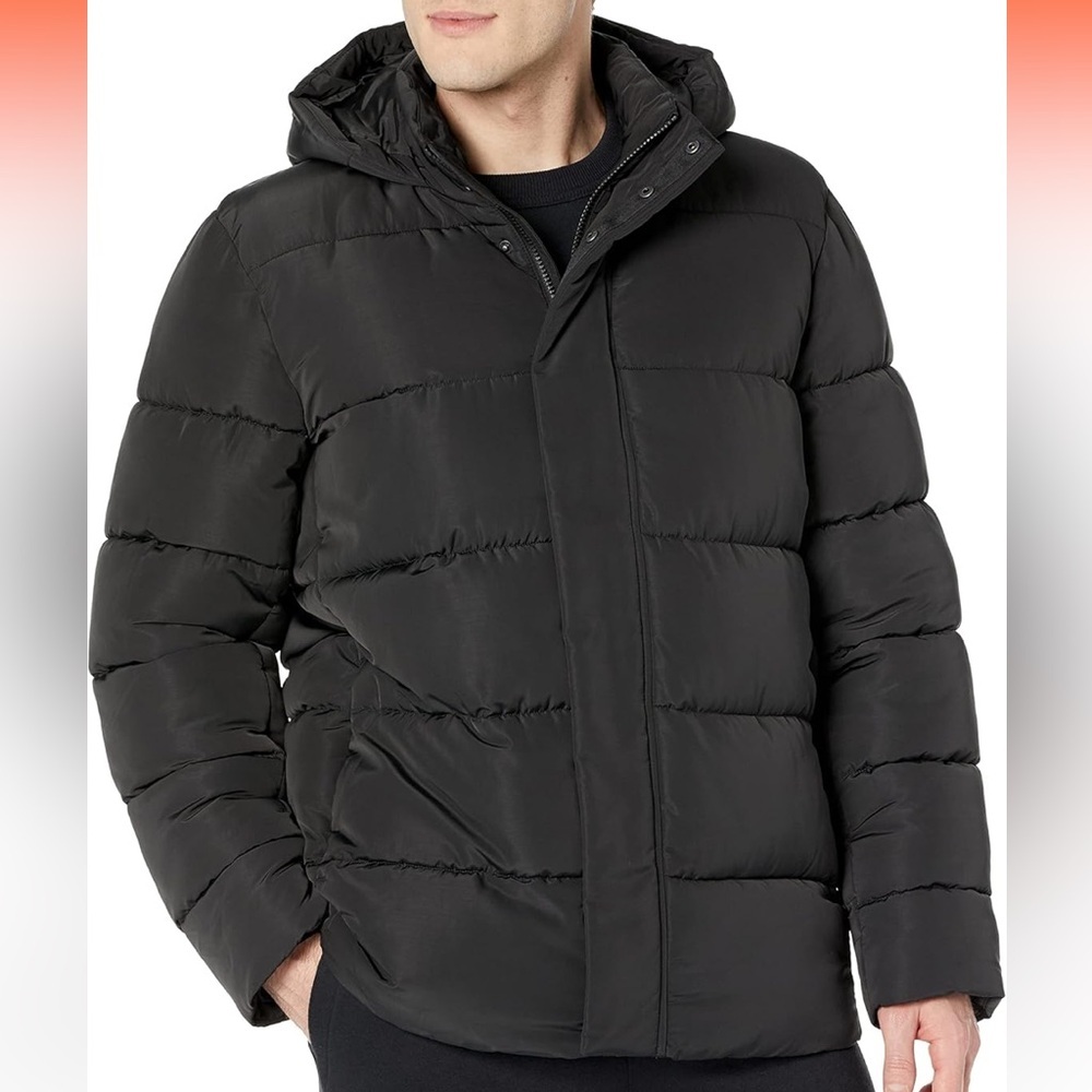 New!Amazon Aware Men Recycled Polyester Hooded Puffer Jacket Color:Blk Size:Med